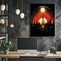 Futuristic Skyline at Sunset Poster
