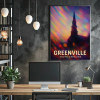 Greenville Skyline Digital Painting Wanderlust Poster