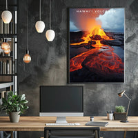 Hawaii Volcano Eruption Poster Travel Wall Art