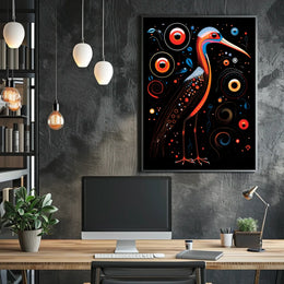 Stylized Bird with Spirals Abstract or Artistic Poster