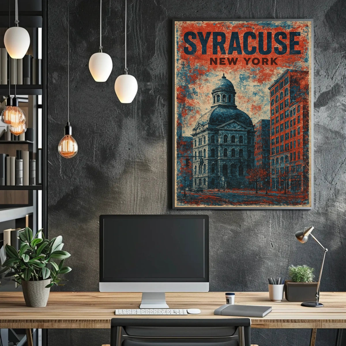Syracuse Domed Landmark Travel Art Deco Collectors Poster