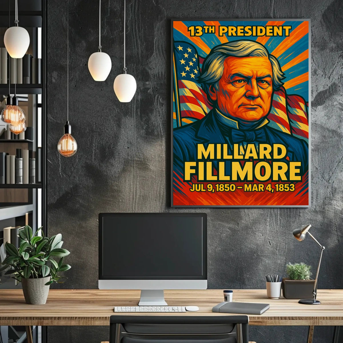 Millard Fillmore 13th President of the United States Colorful Comic Book Style Poster