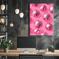 Pink Disco Balls Pattern Art Print - Abstract or Artistic Poster PosterGoat