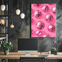 Pink Disco Balls Pattern Art Print - Abstract or Artistic Poster PosterGoat