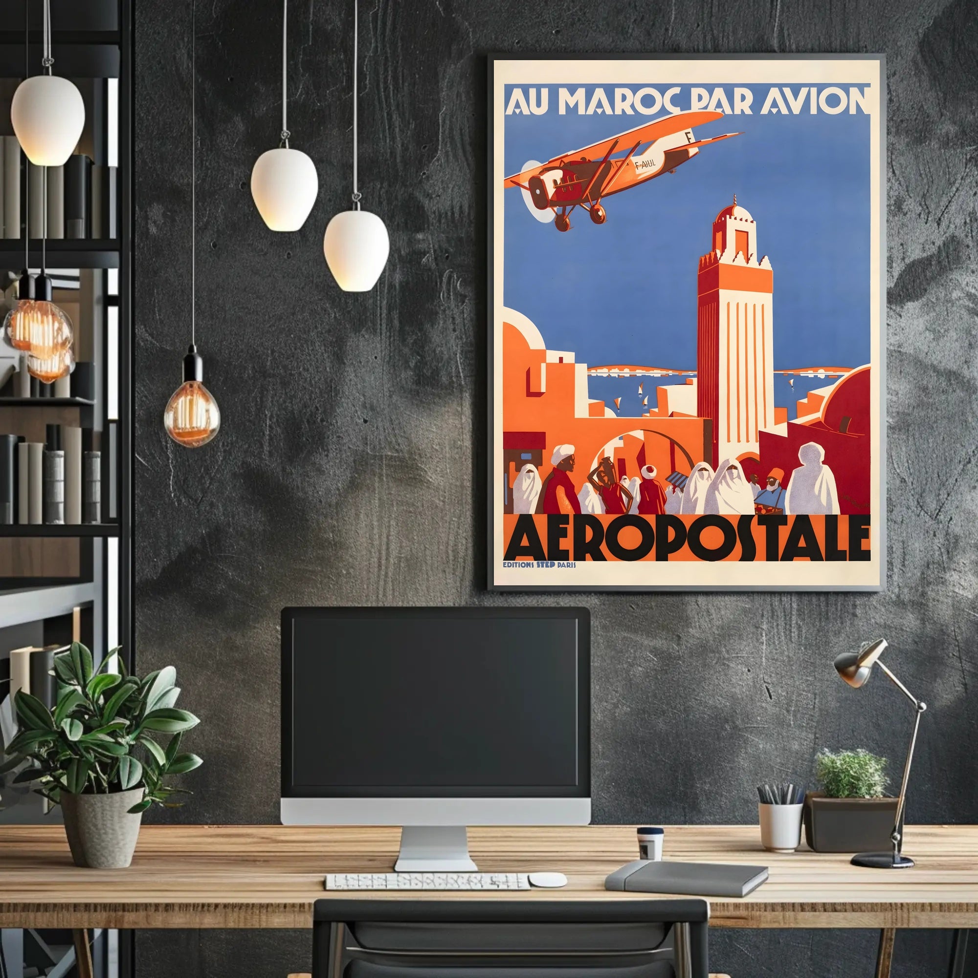 Vintage Moroccan Air Travel Promotion Travel Poster