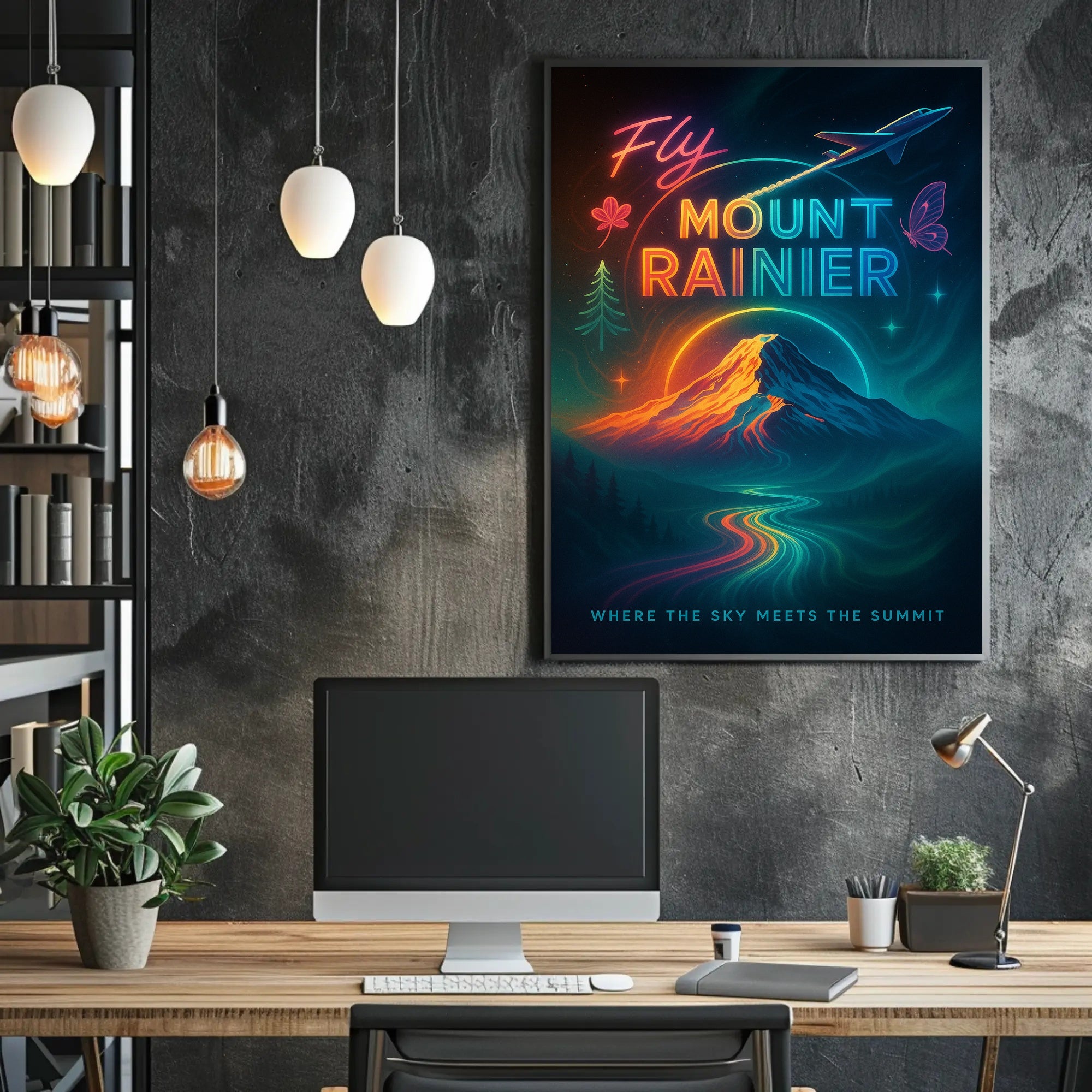 Fly Mount Rainier Art Print Wall Decor