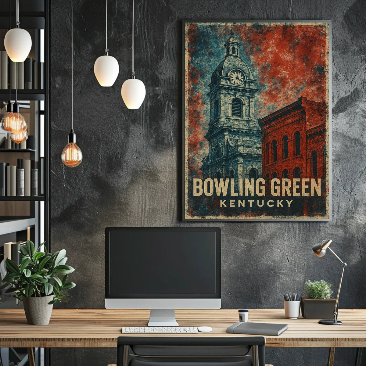 Bowling Green Kentucky Vintage Scenic Wanderlust Poster