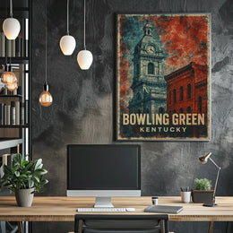 Bowling Green Kentucky Vintage Scenic Wanderlust Poster