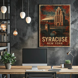 Syracuse New York Vintage Cityscape Collector Poster
