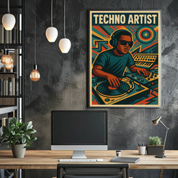 TECHNO ARTIST Retro DJ Vibes Abstract, Artistic Poster