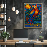 Honduras Vibrant Parrot Mosaic Poster