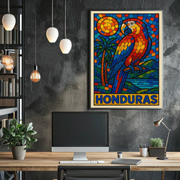 Honduras Vibrant Parrot Mosaic Poster