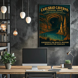 Carlsbad Caverns Travel Adventure: National Park Poster