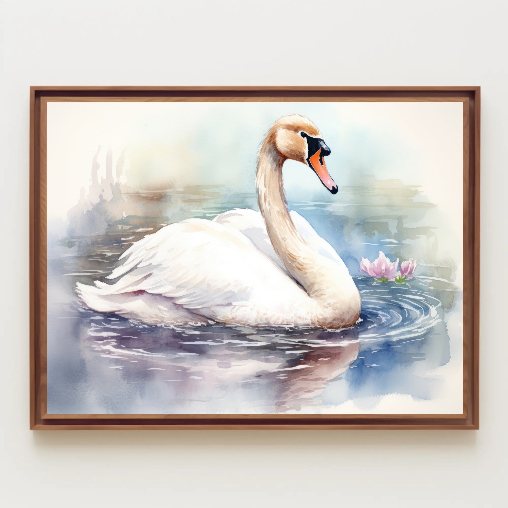 Tranquil Swan in Watercolor Poster PosterGoat