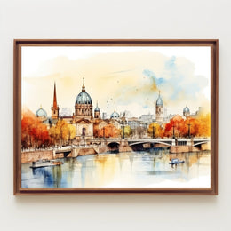 Autumn Cityscape by the River Poster