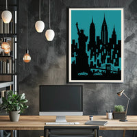 New York City Silhouette Poster Urban Wall Art Decor Gallery