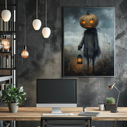 Halloween Jack Lantern Scarecrow Dark Artistic Poster