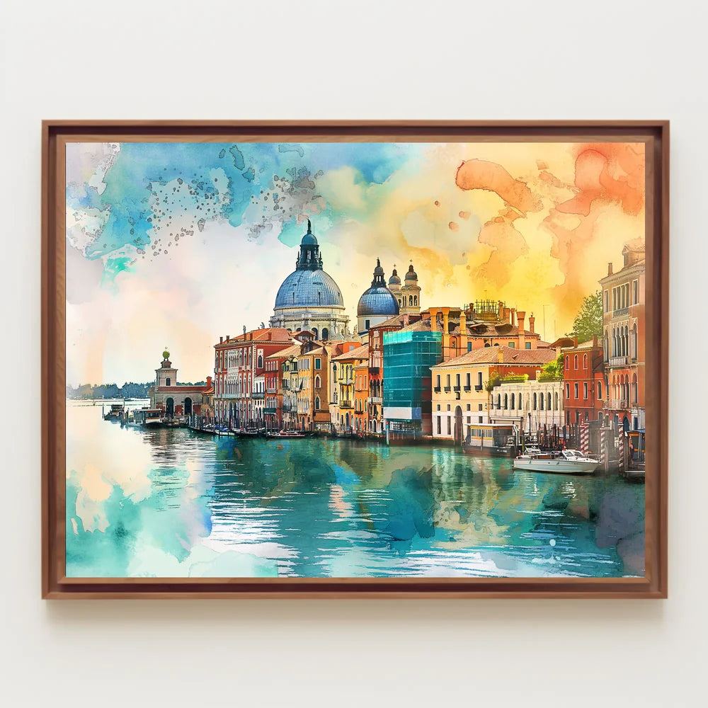 Venice Watercolor Poster: Romantic Canal and Architecture