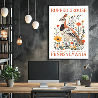 Ruffed Grouse Pennsylvania State Bird Art Poster