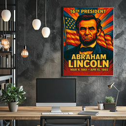 Abraham Lincoln 16th President of the United States Colorful Comic Book Style Poster