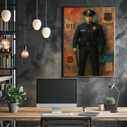 Bold Police Officer Portrait for Law, Order, and Justice Poster