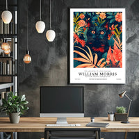 Black Cat in Botanical Wonderland: Artistic Poster