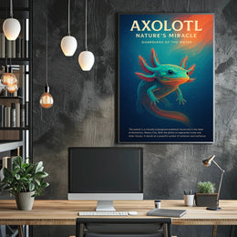 Axolotl Nature Poster Vintage Aquatic Wall Art