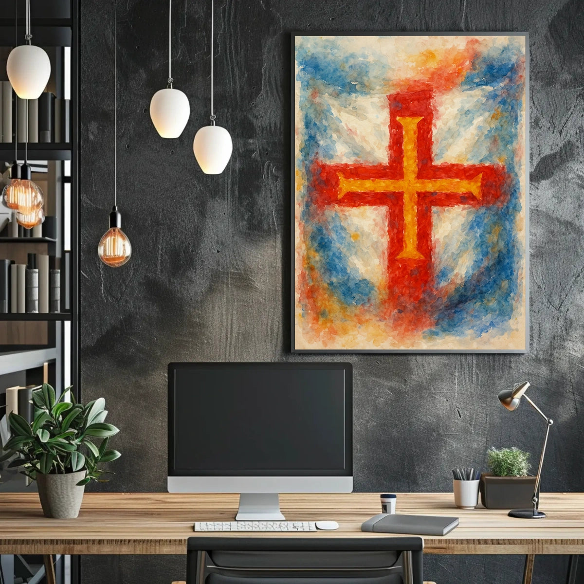 Abstract Cross in Watercolor Poster