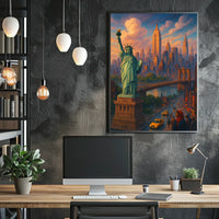 New York City Dreams Skyline Poster Modern Wall Art