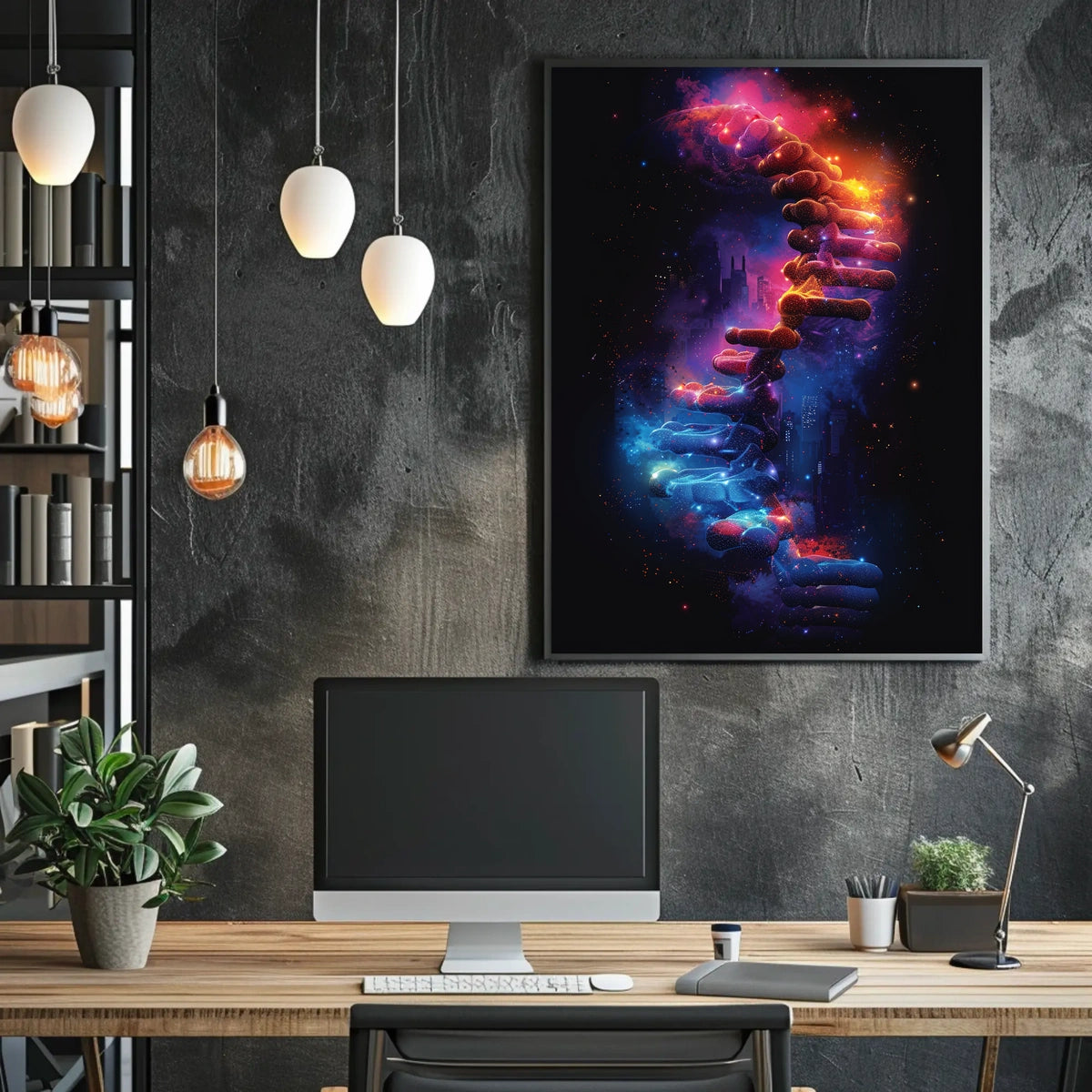 DNA Cosmos: Futuristic Art Poster of Discovery