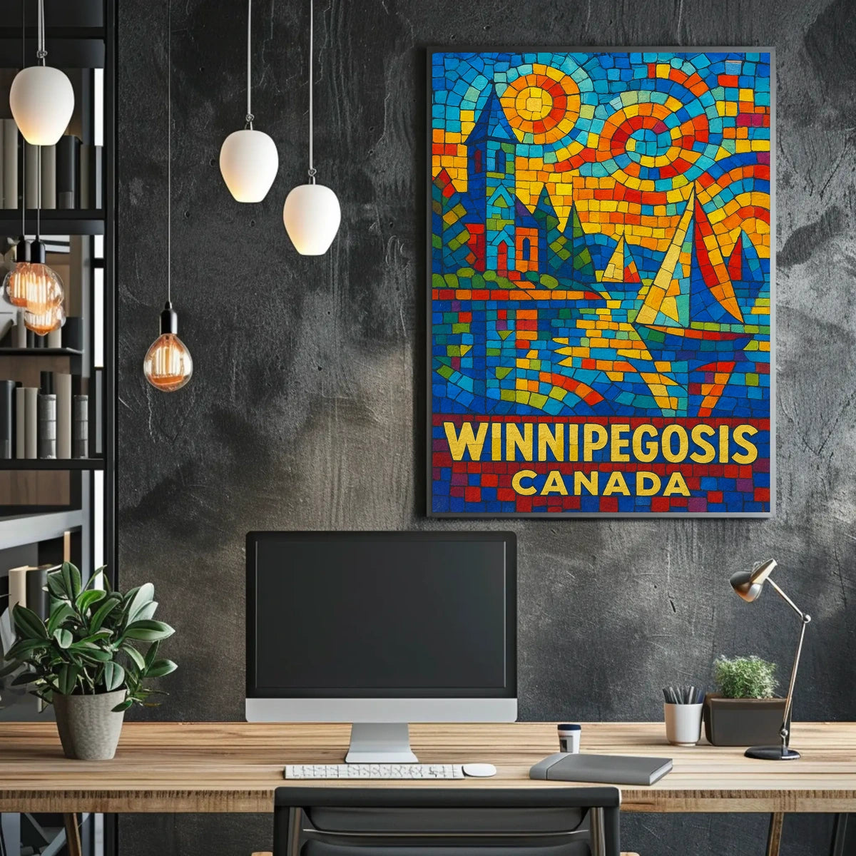 Winnipegosis, Canada Vibrant Mosaic Poster