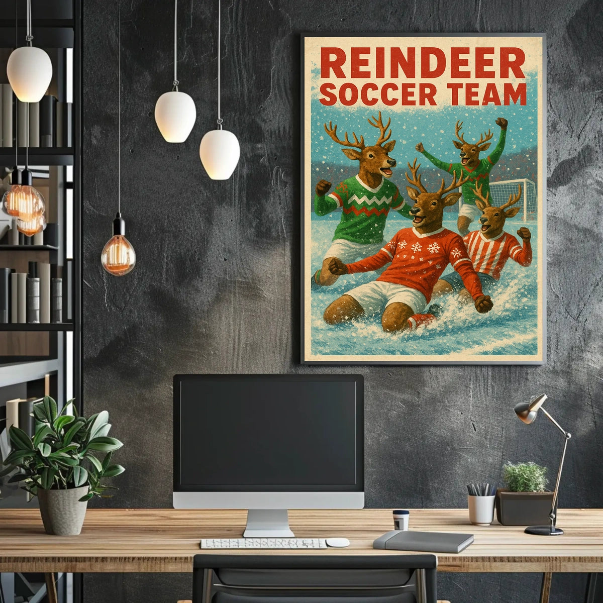 Reindeer Soccer Team Celebration Poster