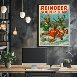 Reindeer Soccer Team Celebration Poster
