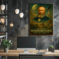 Rutherford Hayes 19th President Neoclassical Realism Vintage Patriotic Portrait Historic Iconic Poster