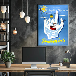 Pontresina Mountain Cable Cars Poster PosterGoat