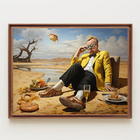 Desert Whimsy: Surreal Oasis Scene Artistic Poster