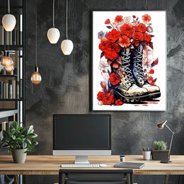Floral Boots A Fusion Of Nature And Poster