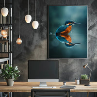 Kingfisher Bird Reflection Animal Poster PosterGoat
