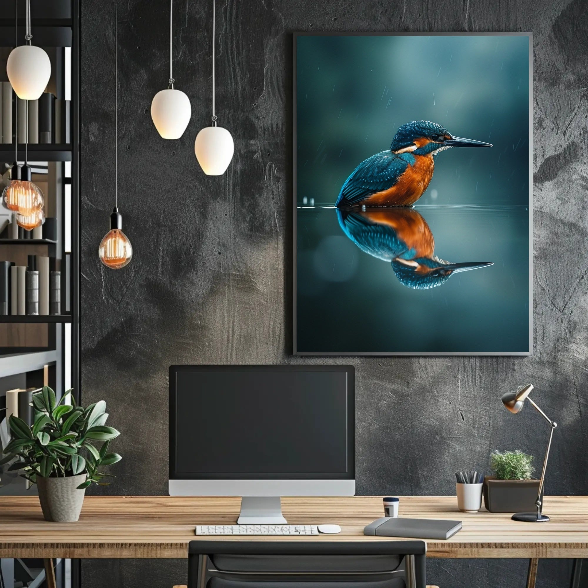 Kingfisher Bird Reflection Animal Poster PosterGoat