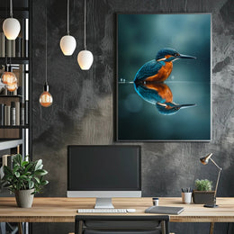 Kingfisher Bird Reflection Animal Poster PosterGoat