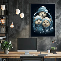 Polar Bear Cubs Winter Wonderland Art Poster