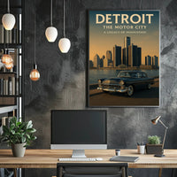 Detroit The Motor City Vintage Poster PosterGoat
