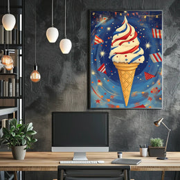 Vibrant Ice Cream Swirl Artwork With Confetti Poster