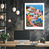 Santorini Flower Market 2024 Poster PosterGoat