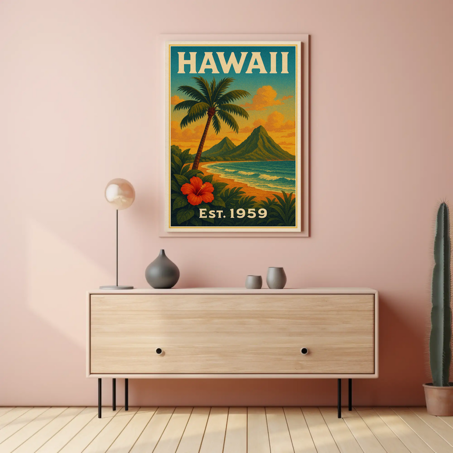 Hawaii Coastline Hibiscus Sunset View Poster
