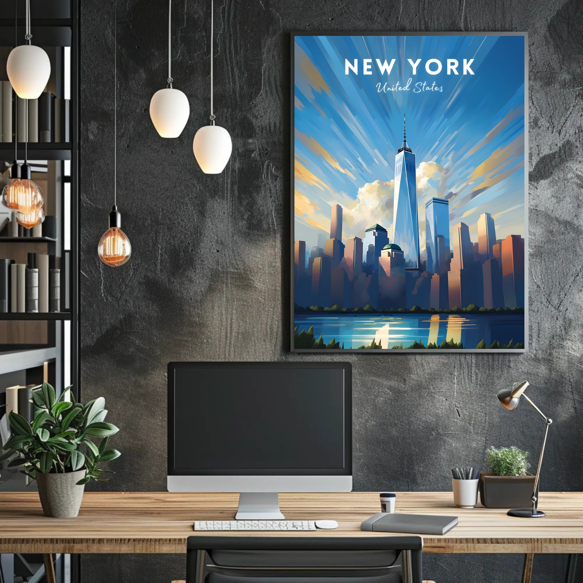 New York City Skyline Vibrant Urban or Cityscape Poster
