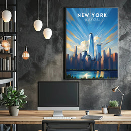 New York City Skyline Poster Modern Wall Art