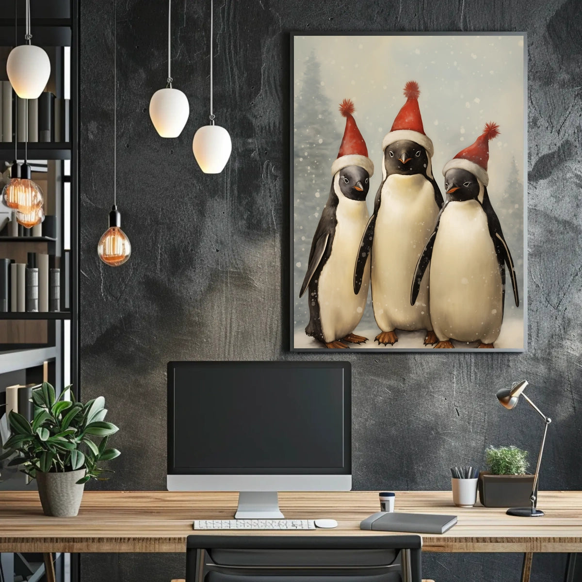 Festive Penguins Trio Poster