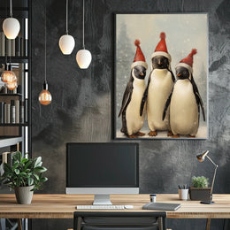 Festive Penguins Trio Poster
