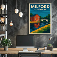 Milford Delaware Scenic Watercolor Wanderlust Poster